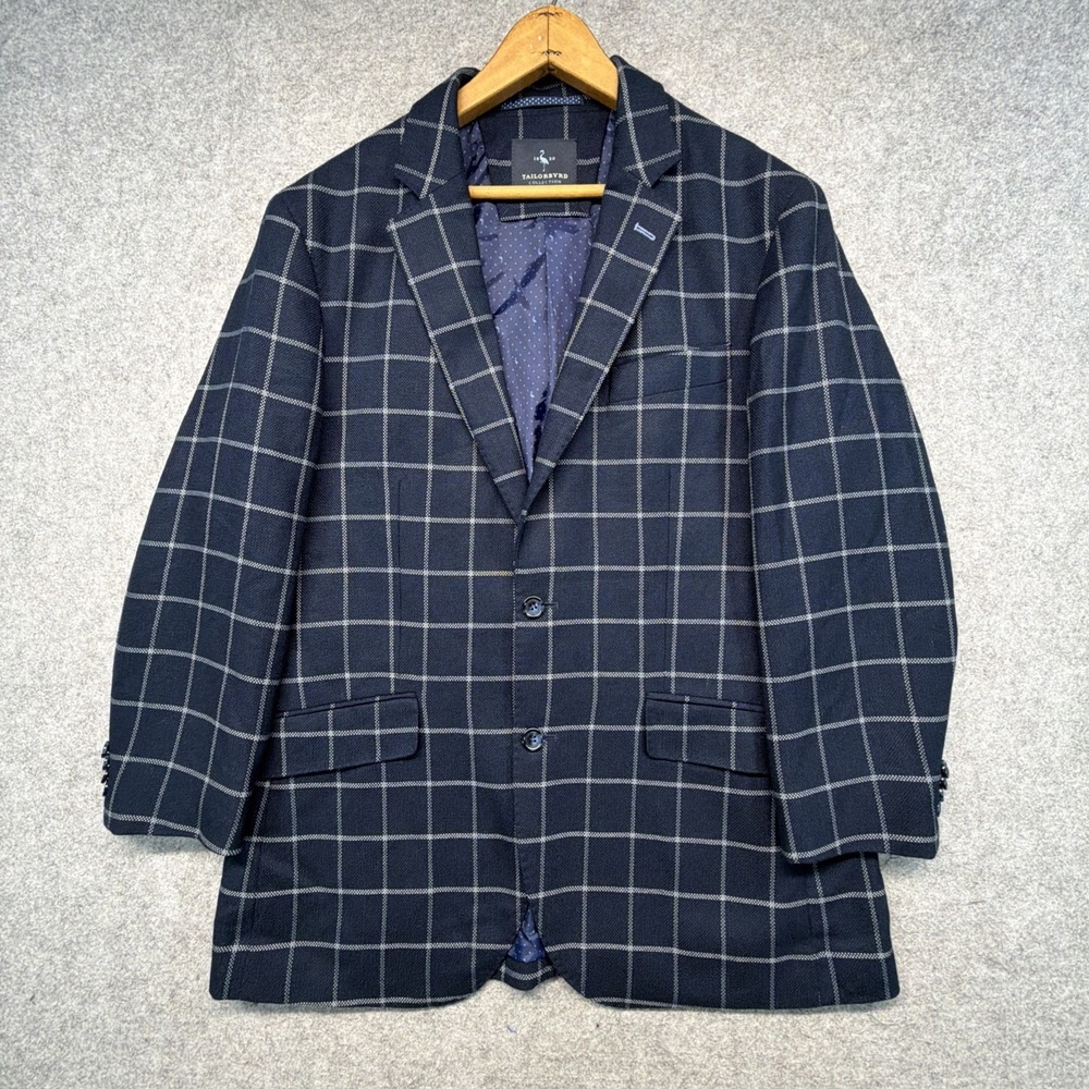 TailorByrd Blazer Jacket Sport Coat Mens 40R Knit Navy Blue